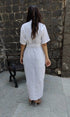White Shirt Gown With Belt